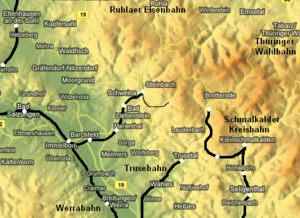 Strecke der Bahnstrecke Immelborn–Steinbach