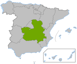 Lage von Kastilien-La Mancha in Spanien