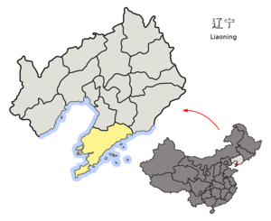 Lage von Dalian in China, gelb: Provinz Liaoning