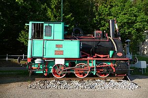 Lokomotive Aigen vor dem Mühlkreisbahnmuseum