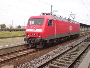 Fahrzeug 804 der Mitteldeutschen Eisenbahngesellschaft am Bahnhof Riesa