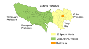 Lage Bunkyōs in der Präfektur