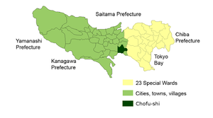 Lage Chōfus in der Präfektur