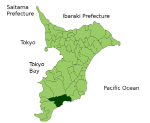 Lage Kamogawas in der Präfektur