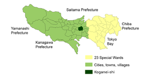 Lage Koganeis in der Präfektur