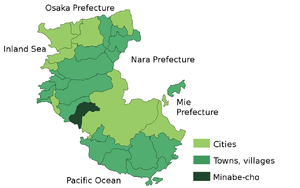 Lage Minabes in der Präfektur