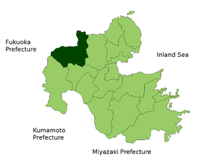 Lage Nakatsus in der Präfektur