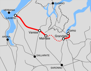 Strecke der Bahnstrecke Como–Varese–Laveno