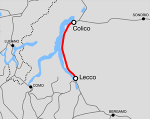 Strecke der Bahnstrecke Lecco–Colico