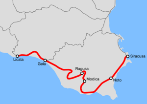 Strecke der Bahnstrecke Siracusa–Licata