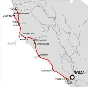 Strecke der Bahnstrecke Pisa–Roma