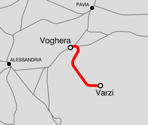 Strecke der Bahnstrecke Voghera–Varzi