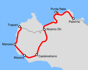 Strecke der Bahnstrecke Palermo–Trapani