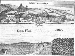 Schloss Pragstein in Mauthausen an der Donau um 1674, Stich von G.M.Vischer