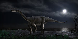 Lebendrekonstruktion von Melanorosaurus, der namensgebenden Gattung