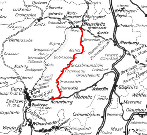 Strecke der Bahnstrecke Meuselwitz–Ronneburg