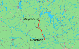 Strecke der Bahnstrecke Meyenburg–Neustadt (Dosse)