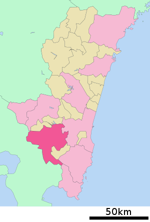 Lage Miyakonojōs in der Präfektur