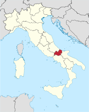 Karte Italiens, Molise hervorgehoben