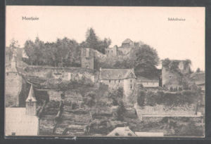 Historische Ansichtskarte der Burg mit abgetragenen Dächern