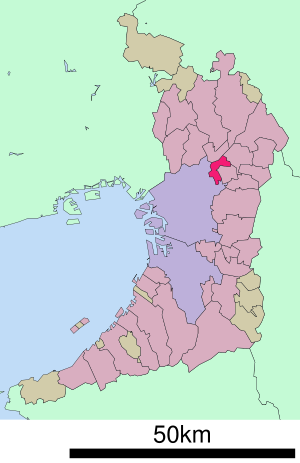 Lage Moriguchis in der Präfektur
