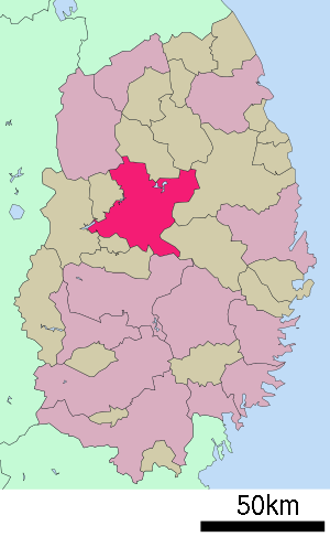 Lage Moriokas in der Präfektur