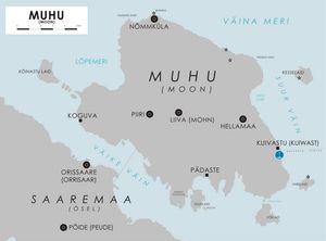 Karte der Insel Muhu mit Pädaste im Süden