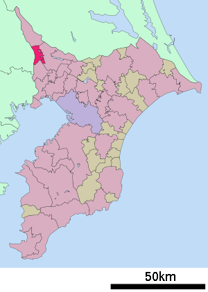 Lage Nagareyamas in der Präfektur