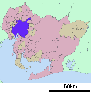 Lage Nagoyas in der Präfektur