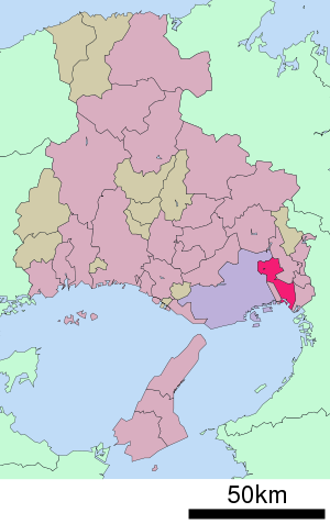 Lage Nishinomiyas in der Präfektur