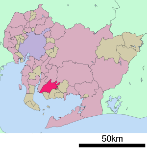 Lage Nishios in der Präfektur