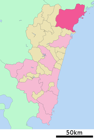 Lage Nobeokas in der Präfektur