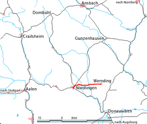 Strecke der Bahnstrecke Nördlingen–Wemding