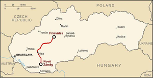 Strecke der Bahnstrecke Nové Zámky–Prievidza