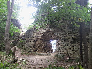 Ruine der Burg Obřany bei Chvalčov