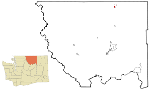 Okanogan County Washington Incorporated and Unincorporated areas Oroville Highlighted.svg