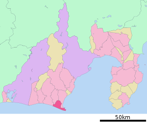 Lage Omaezakis in der Präfektur