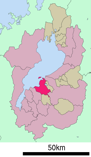 Lage Ōmihachimans in der Präfektur