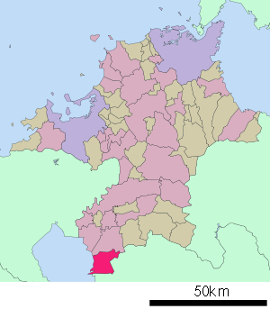 Lage Ōmutas in der Präfektur