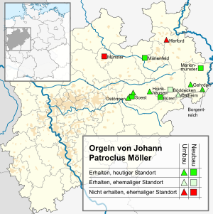 Standorte von Möller-Orgeln