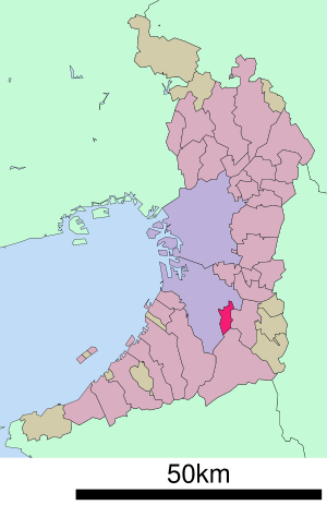 Lage Ōsakasayamas in der Präfektur
