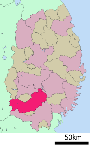 Lage Ōshūs in der Präfektur
