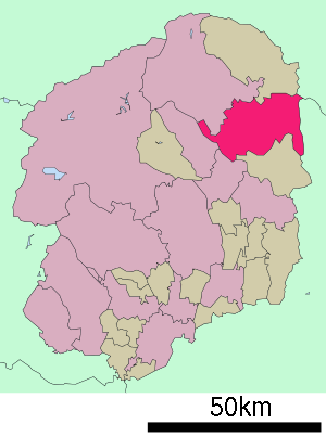Lage Ōtawaras in der Präfektur