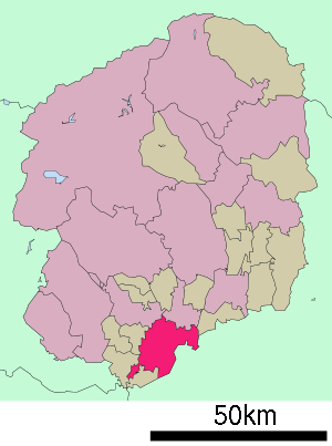 Lage Oyamas in der Präfektur