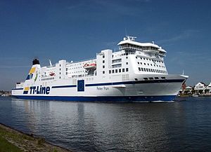RoPax-Fährschiff Peter Pan (V) in Travemünde