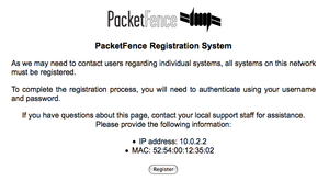 PacketFence User Registration
