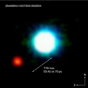 2M1207 und der Exoplaneten 2M1207 b (ESO/VLT)