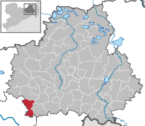 Lage von Radeberg (rot) im Landkreis Bautzen