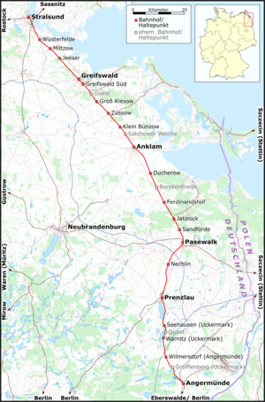 Strecke der Angermünde-Stralsunder Eisenbahn