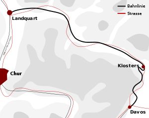 Strecke der Bahnstrecke Landquart–Davos Platz